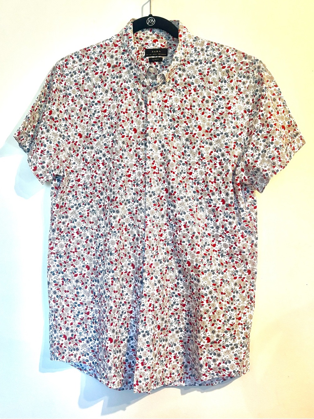 Zara Man Shirt Men's L Micro Floral Print Slim Fit Button Up Short Sleeve
Preppy